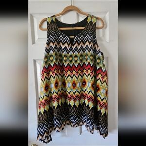 Multicolor Chevron Pattern Long Tank Top